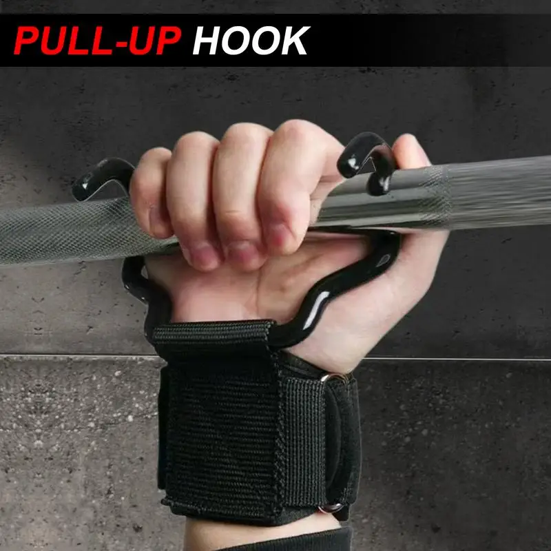قفازات مقابض رفع الأثقال، مساعدة شديدة التحمل، خطاف شريطي للمعصم، معدات تدريب ذات قبضة ثابتة لآلة التجديف على صف الحديد