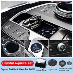 4 Piece Set Crystal Gear Shift Knob for BMW G20 G21 G28 G12 X6 G06 X7 G07 ix3 G08 i4 G26 G70 X5 G05 Paddle Shifter Crystal LHD