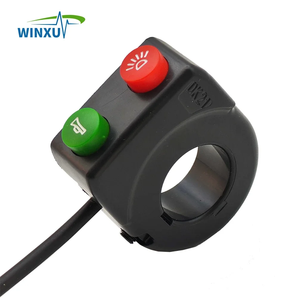 Electric Scooter Headlight Horn 2-in-1 Pushbutton Switch for Electric Bicycle Motorcycle E-bike