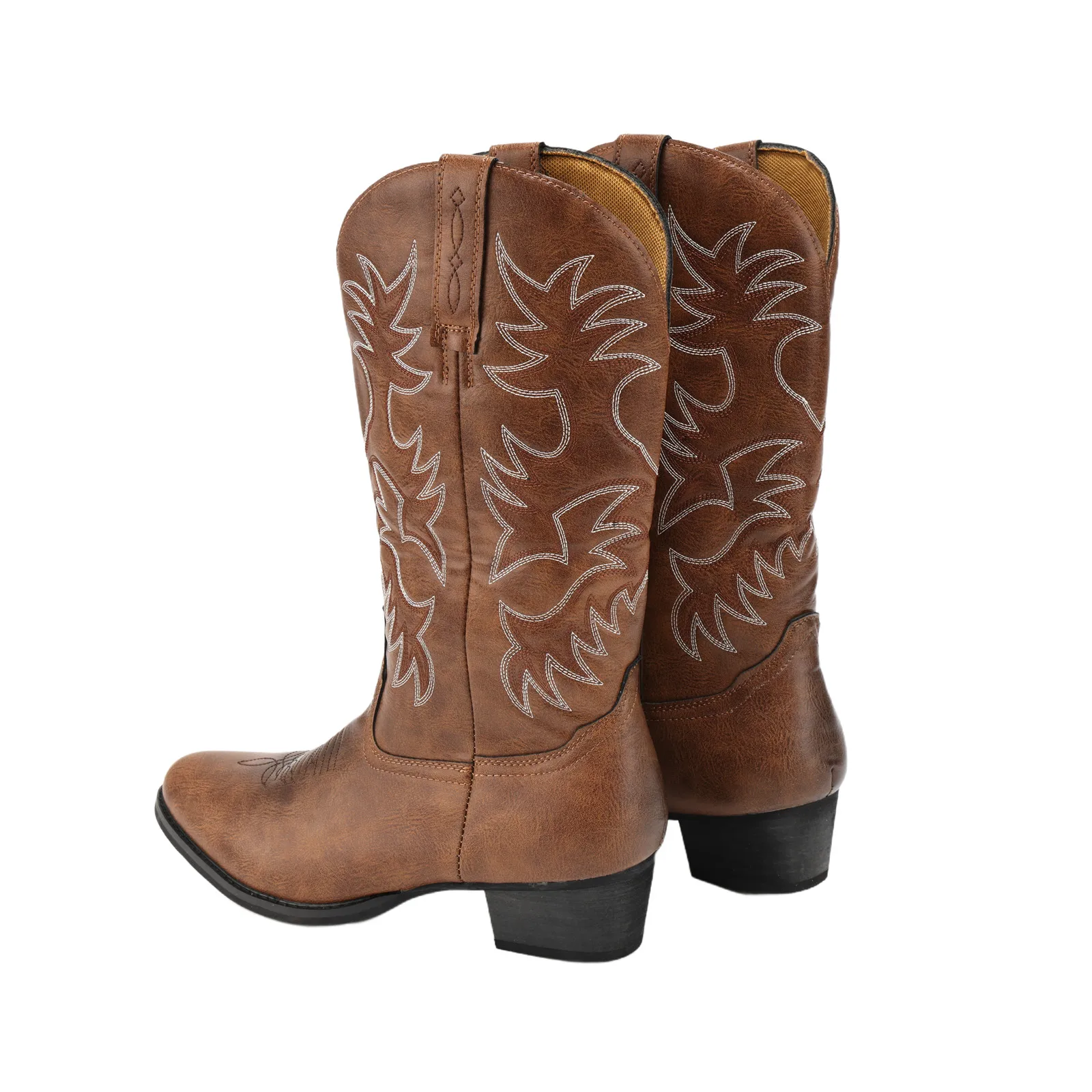 Bottes de cowboy pour hommes bottes occidentales brodées bottes d'équitation de la Renaissance semelle épaisse antidérapante et résistante à l'usure botte de robe d'Halloween