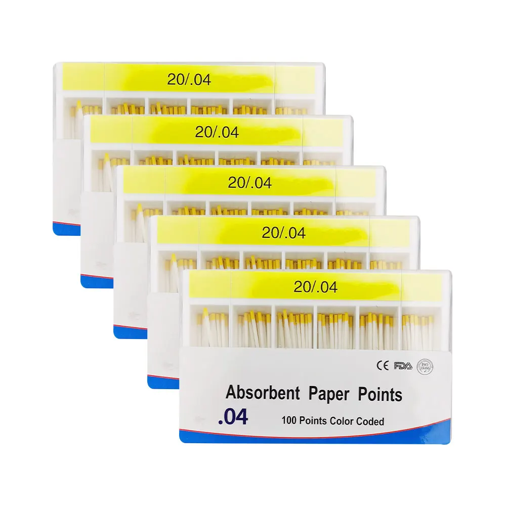 5boxes 04 Taper Dental Absorbent Paper Points 20# 25# 30# 40# Gutta Points Root Canal Absorption Dental Obturation Materials