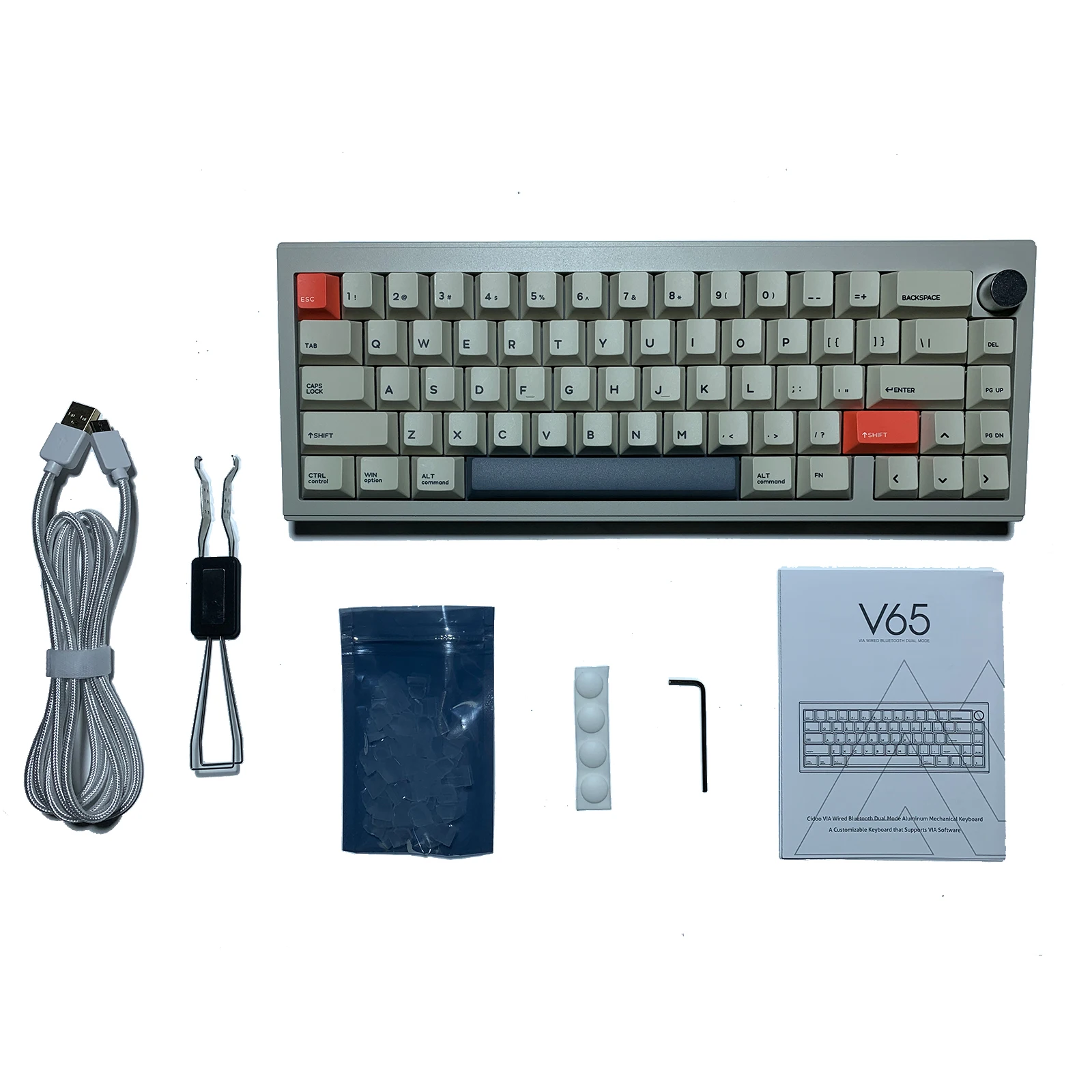 KeysLand-Teclado mecánico inalámbrico Cidoo V65 V2, Junta CNC de aluminio, tapa de tecla PBT intercambiable en caliente, soporte a través de RGB, Win Mac