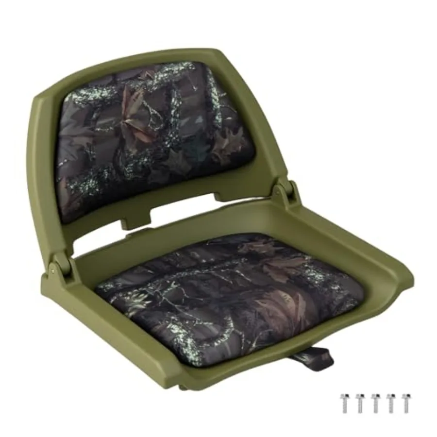 

Boat Seats Molded Low Back Fishing Boat Chairs Marine-Grade PVC Cushion Pad for Back and Seat 5 Bolts Included Flip-up Jon Boat