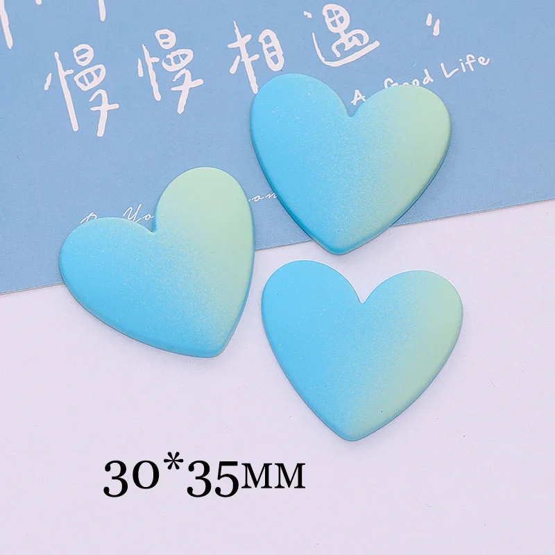 Kawaii Gradiente Cor Resina Flat Back Cabochão, Scrapbook, Acessórios Headwear, Artesanato DIY, Coração de Pêssego, 100Pcs