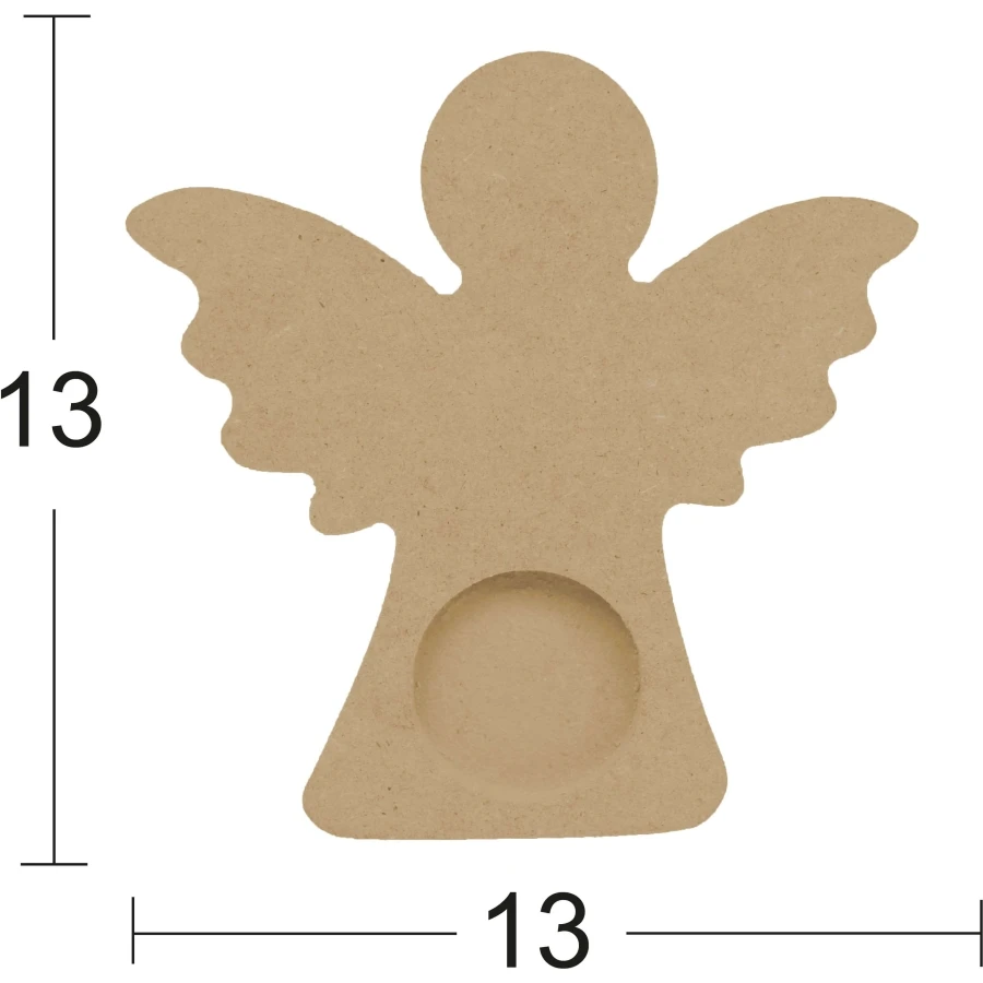 M05 Angel T-Light Candle Holder, Unpainted Mdf Wooden Candle Holder