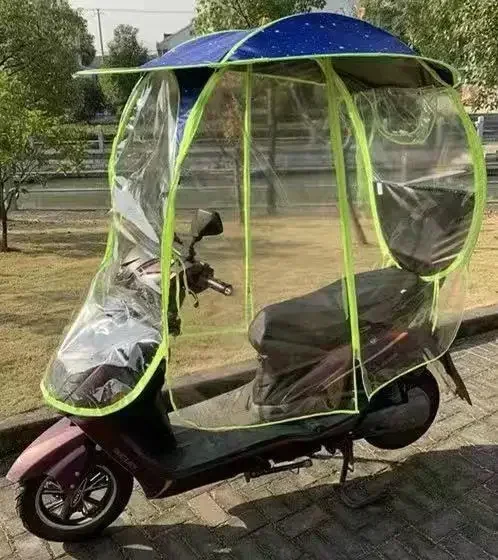 NIEUW Volledig gesloten luifel Verwijderbare parasol voor elektrische voertuigen Motorregendichte hoes Verdikte luifel met metalen beugel