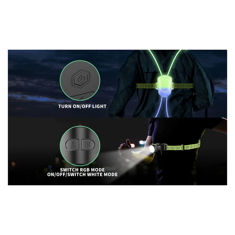 Night Outdoor Sport LED Vest 360° Reflective High Visibility Flash Safety LED Fiber Optic Night Running Riding Colorful