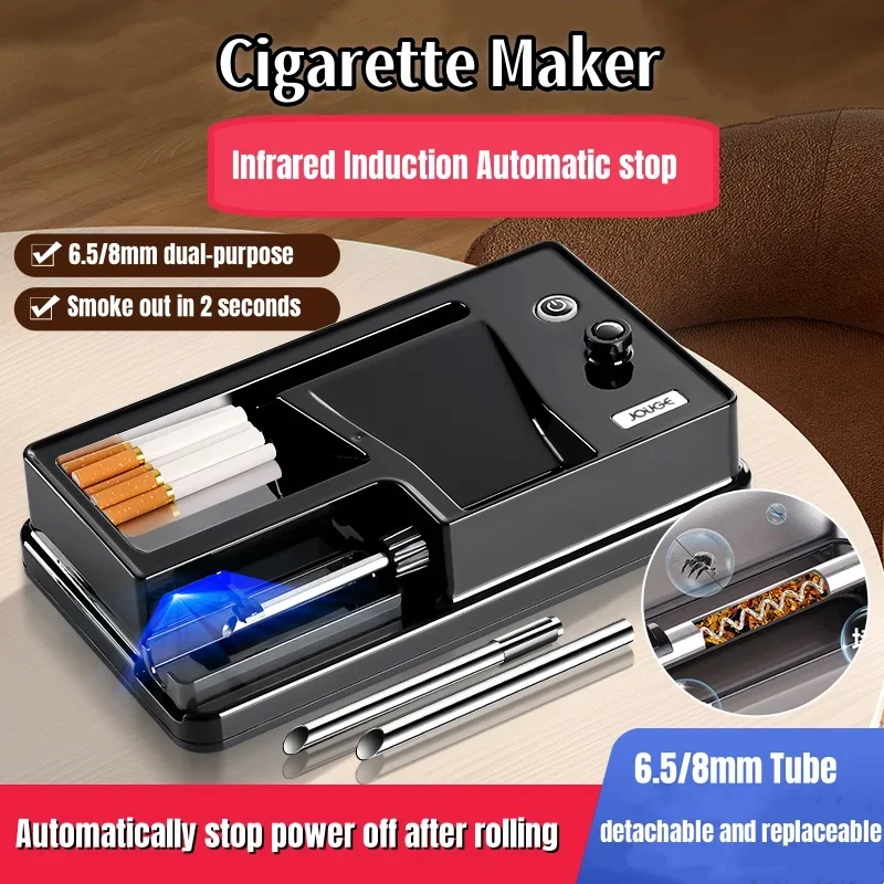 Electric Cigarette Roller Injector Machine Infrared DIY Removable 6.5/8.0MM Metal Smoke Tube Tobacco Filled Cigarettes Pipe Tool