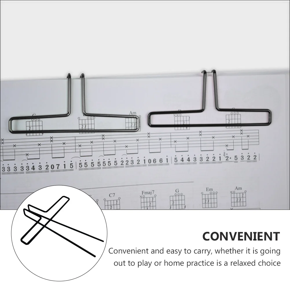 

2 Pcs Stave Folder Music Holder Clip Book Clips for Reading Note Stand Page Black