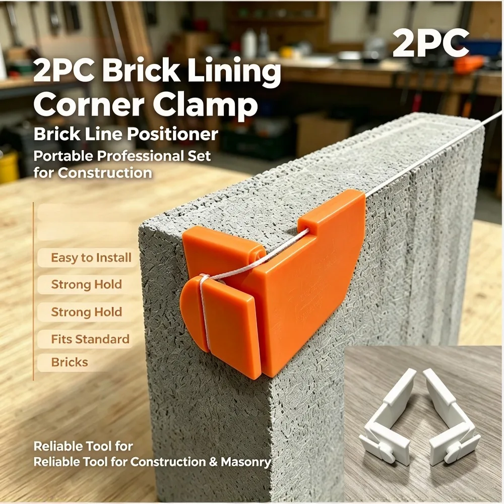 Masonry Brick Line Corner Clamp 2 Pack Bricklaying Wire Locator Durable Construction Tool 4 Brick Wall Alignment Portable ProSet