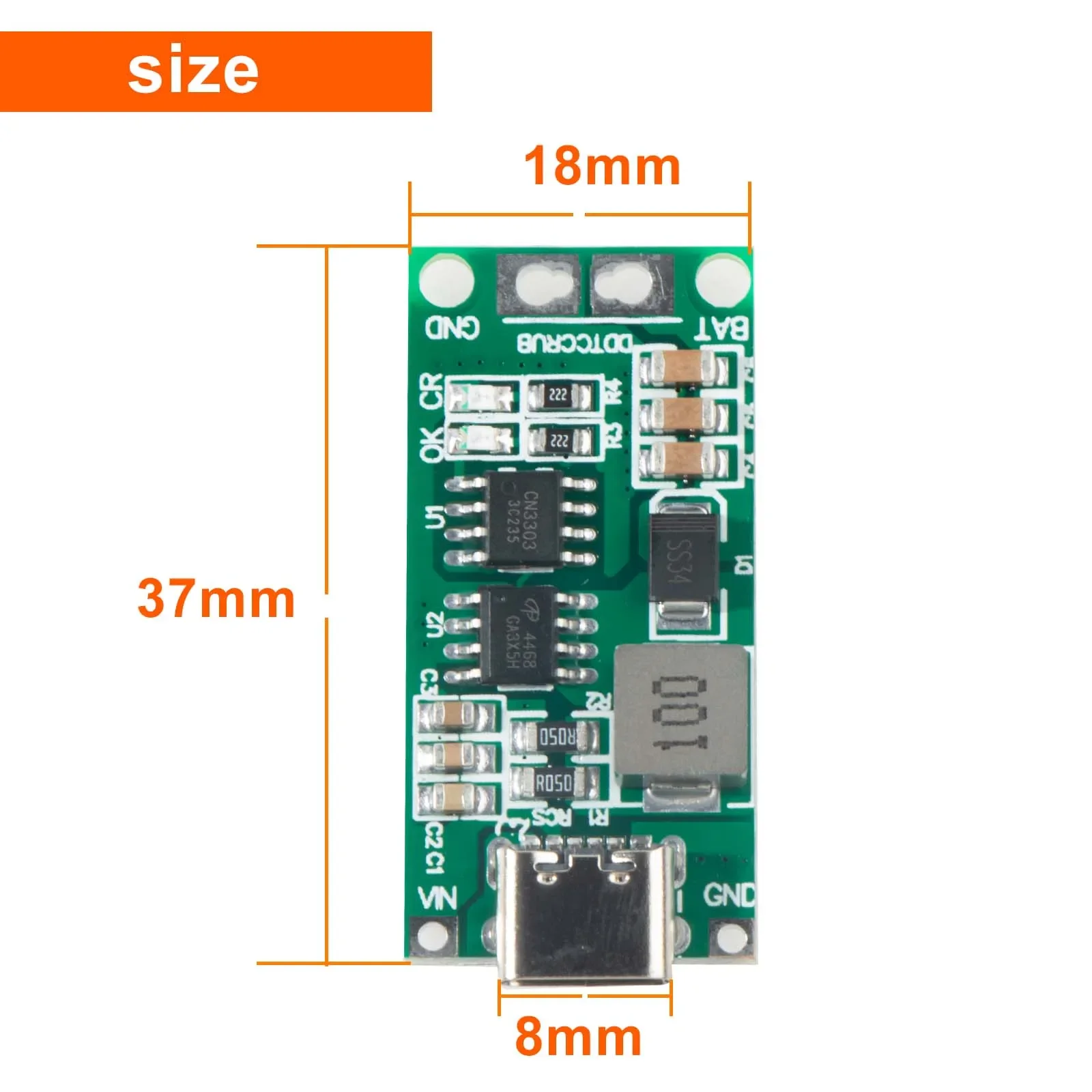1Pcs Type-C Lithium Battery Boost Charging Module DC3-6V Input, 2S 2A /4S 2A Li-polymer Charge Board for DIY Power Supply