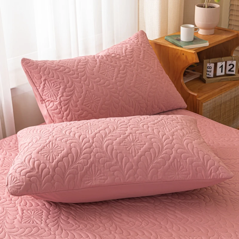 Bonenjoy 1 pc Waterproof Quilted Pillowcase Solid Color Pillow Cover Case 48x74cm Pillowsham