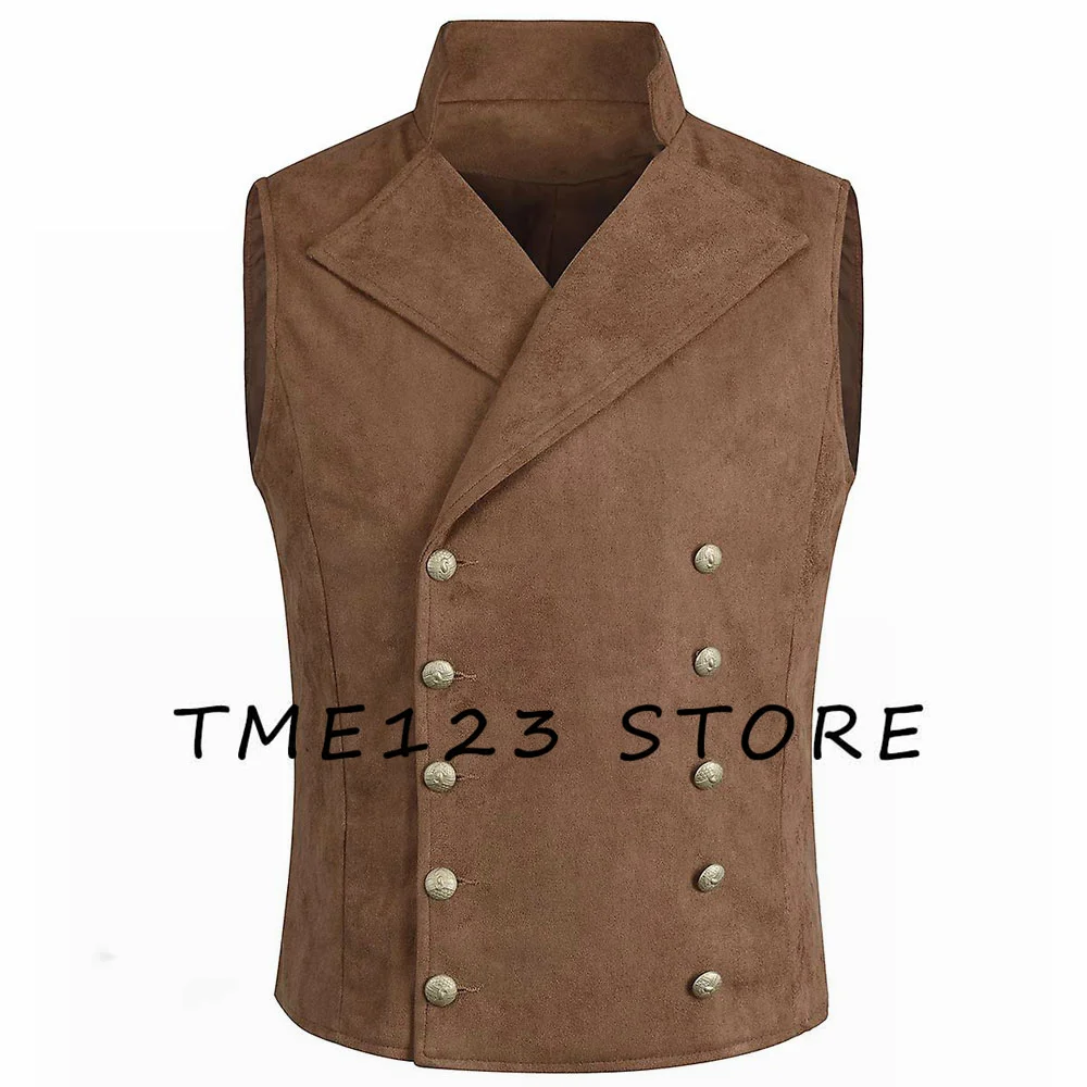 

Men's Sude Vest Male Clothes Wang Cufflinks Formal Man Jackets Double Breasted Suit Steampunk Elegant Suits Vests Gilet Mens