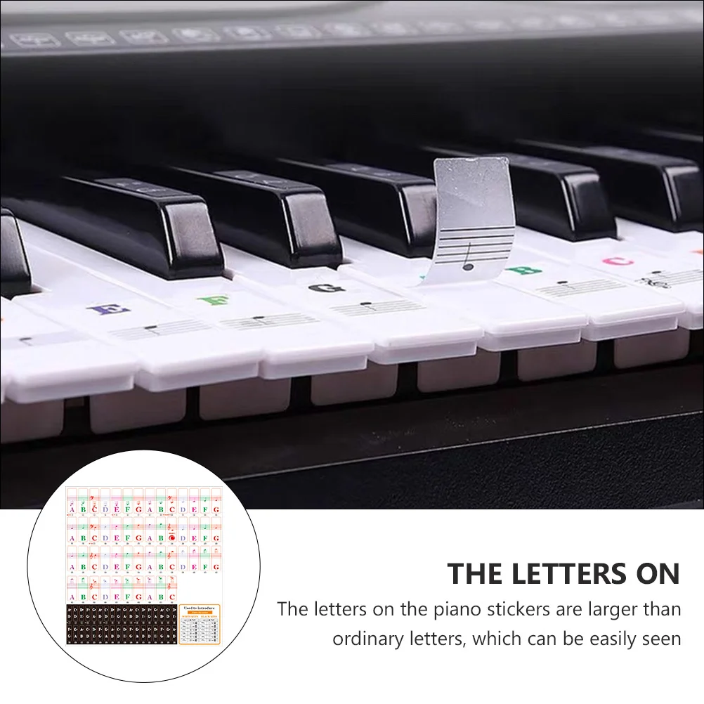 

Electronic Piano Stickers 49 61 76 88 Keys Easy Remove Large Letters Teaching Accessory Piano Stickers Instrument Accessories