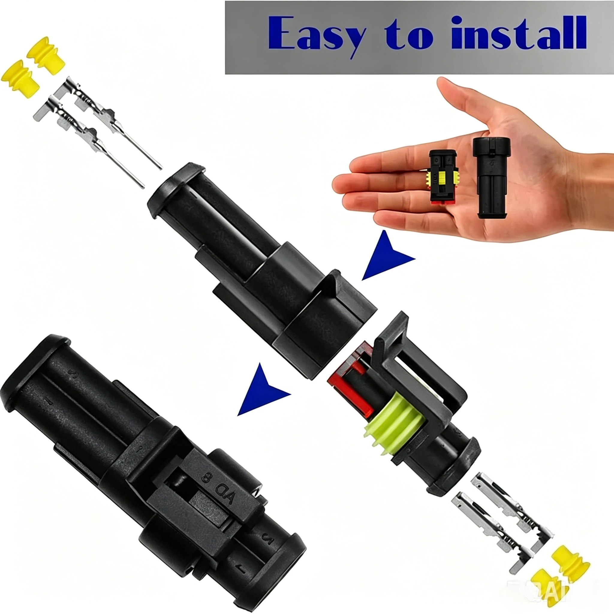 352-teiliges Wasserdichtes Steckverbinder-Set für Autoelektrik 1/2/3/4-Pin Stecker und Buchsen mit Crimpwerkzeug-Set – Detail 5
