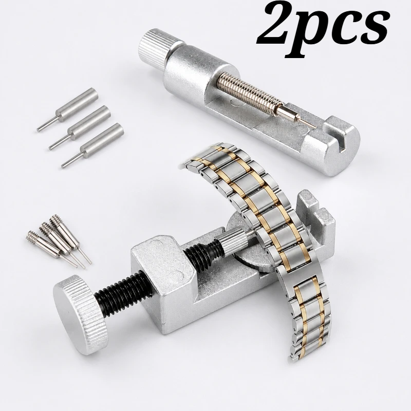 2Pcs Metal Watch Link Disassemble Tool Set With Spare Pins DIY Watchmaker Kit For Shortening And Resizing Metal Bracelet Chain