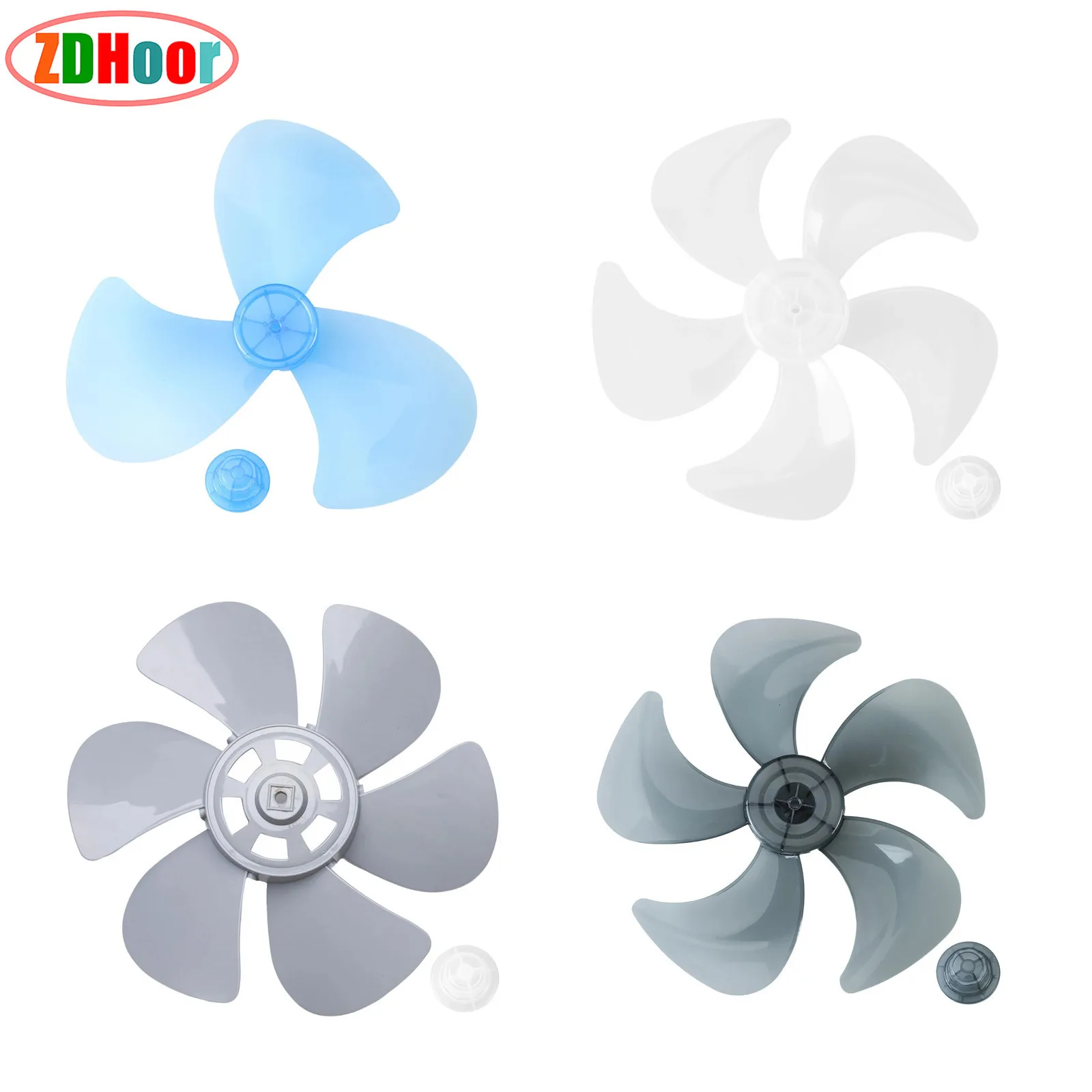 Plastic Household 3/5/6 Leaves Fan Blades with Nut Cover for Standing Pedestal Fan Table Fanner General Accessories