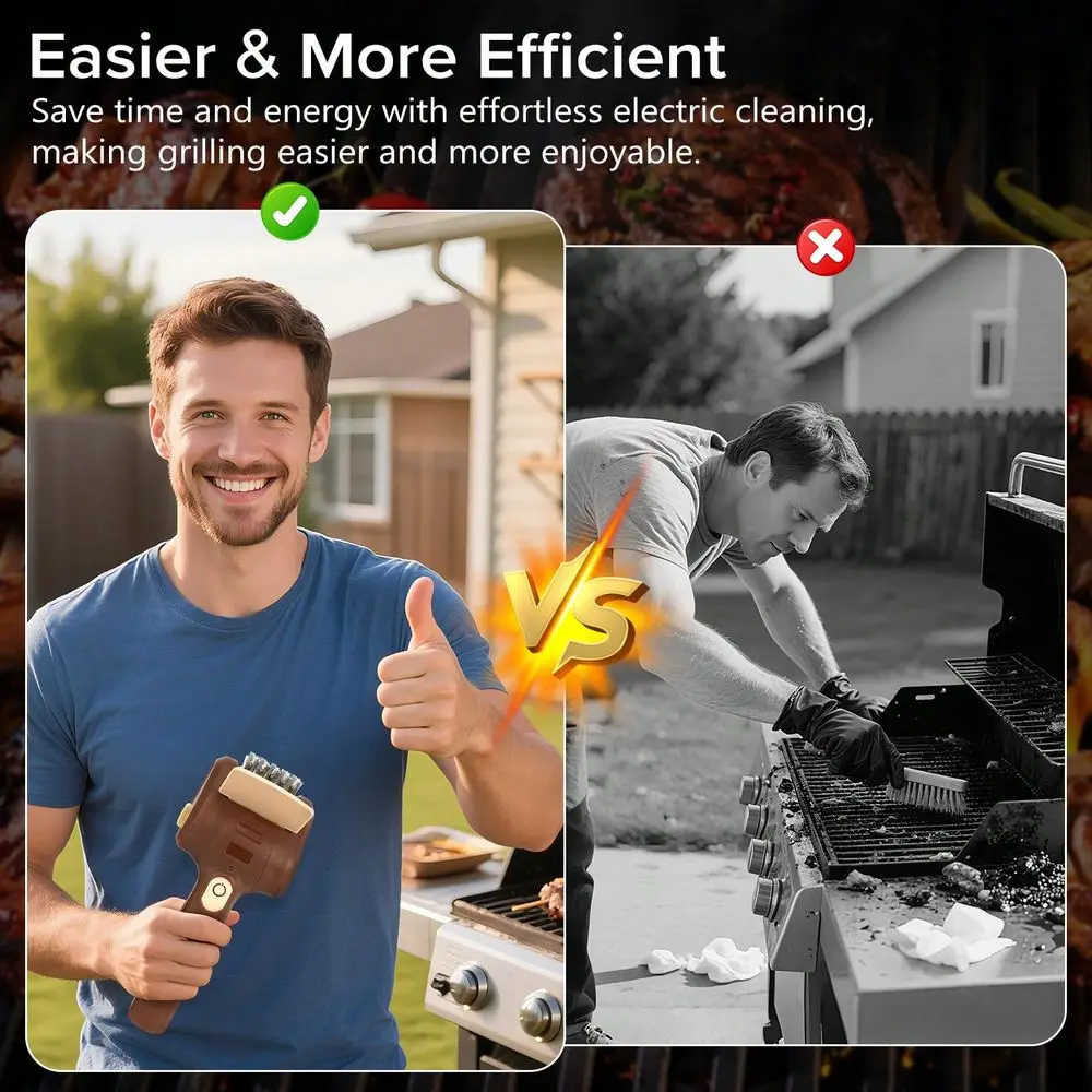 

BBQ Grill Brush,New Electric BBQ Grill Brush Rechargeable For Outdoor Or Indoor Barbecue Grilling,Cordless Electric Grill Clean