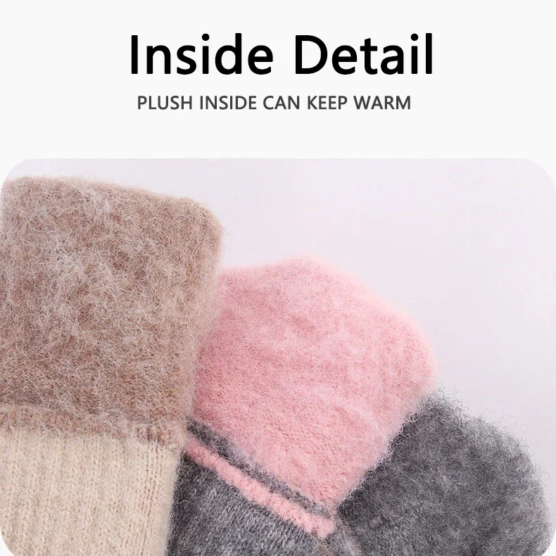Women Warm Thick Plush Knitted Gloves Touch Screen Men Women Fashion Autumn Winter Keep Warm Riding Skiing Outdoor Gloves