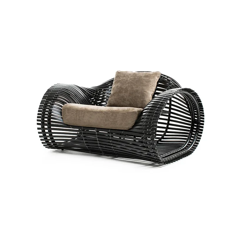 

Rattan sofa creative designer art leisure courtyard B & B style outdoor open-air hotel garden small furniture