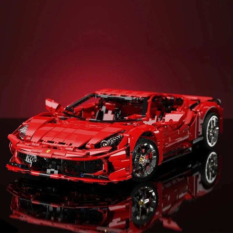 Kbox 3380PCS Modelo de coche deportivo rojo Juguete de bloques de construcción - Decoración del hogar, Regalo de vacaciones para niños, Modelo de bloques de construcción coleccionables