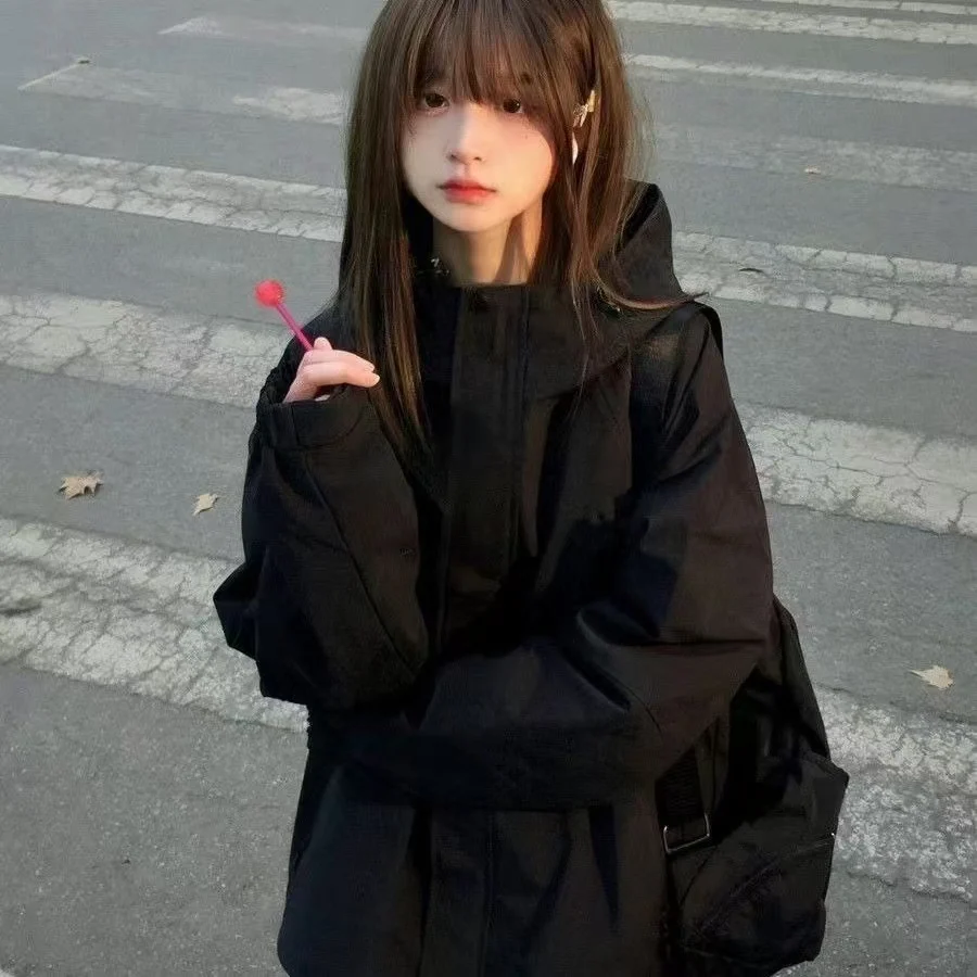 

Толстовки с капюшоном на молнии, одежда в стиле гранж, женская субкультура, эстетика для взрослых, нейтральные флокированные, износостойкие, для отдыха, игривые Y2K