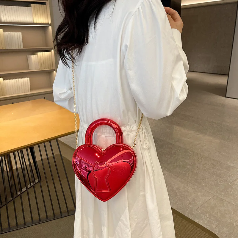 

New niche women's bag ins trendy chain crossbody bag internet celebrity love heart mouth red envelope