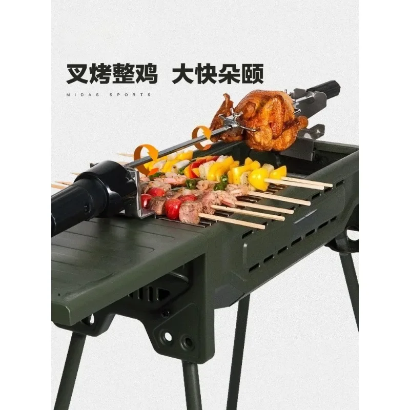 Outdoor barbecue stove Household folding portable barbecue grill New skewers Carbon grill Full set