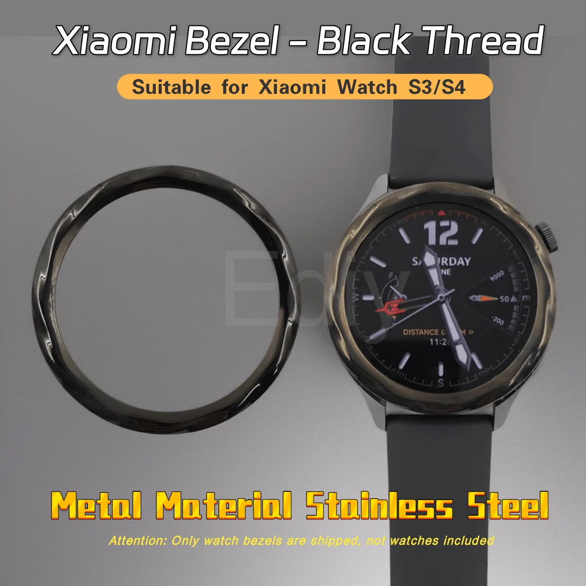 

Suitable for Xiaomi Watch S3/S4 Bezel Metal Dial Protective Cover Black Threaded Protective Ring Replacement Personalized Tren