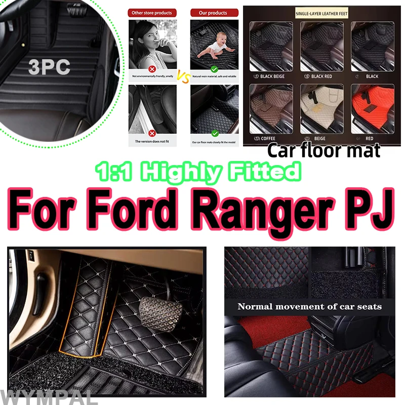 Luxury leather Car Rear Floor Mat For Ford Ranger PJ International 2006~2008 Double Accessories Interior Car protective full set