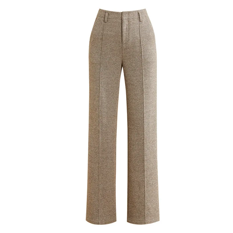Frauen Wolle gerades Bein lose Hose hohe Taille verdicken warme Herbst Winter lange Wollhose plus Größe s bis 5xl
