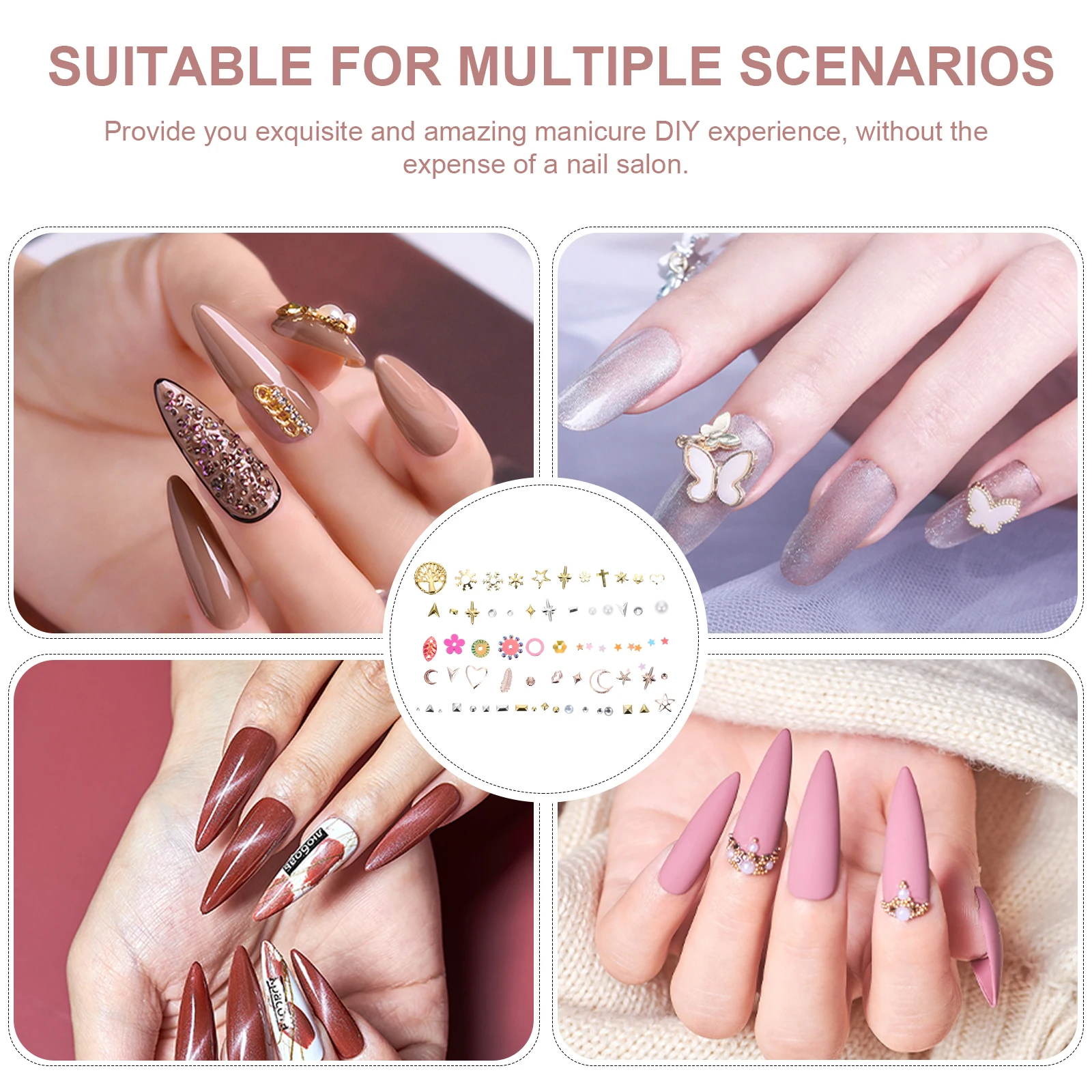 

6 Boxes Nail Art Decorations Rivet Shell Sequins naments Shaped Decals Plastic Acrylic DIY Supplies For Natural Artificial Nails