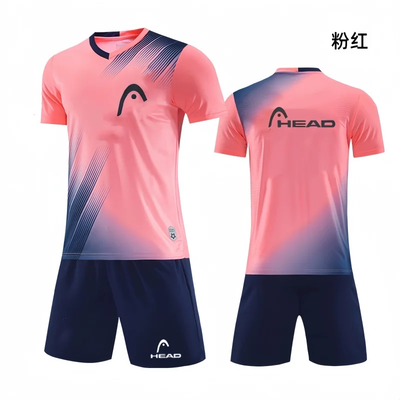 Cabeça-Conjunto de camiseta e shorts de manga curta masculino, elegante e confortável, treinamento de badminton, tênis, verão