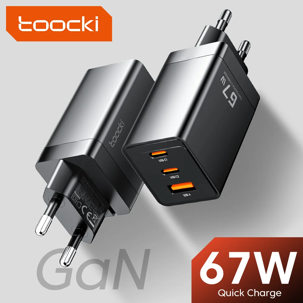 Toocki 67W GaN USB C Charger Quick Charge 65W 4.0 3.0 QC4.0 PD 3.0 PD USB-C Type C Fast USB Charger For iPhone 14 13 Pro MacBook