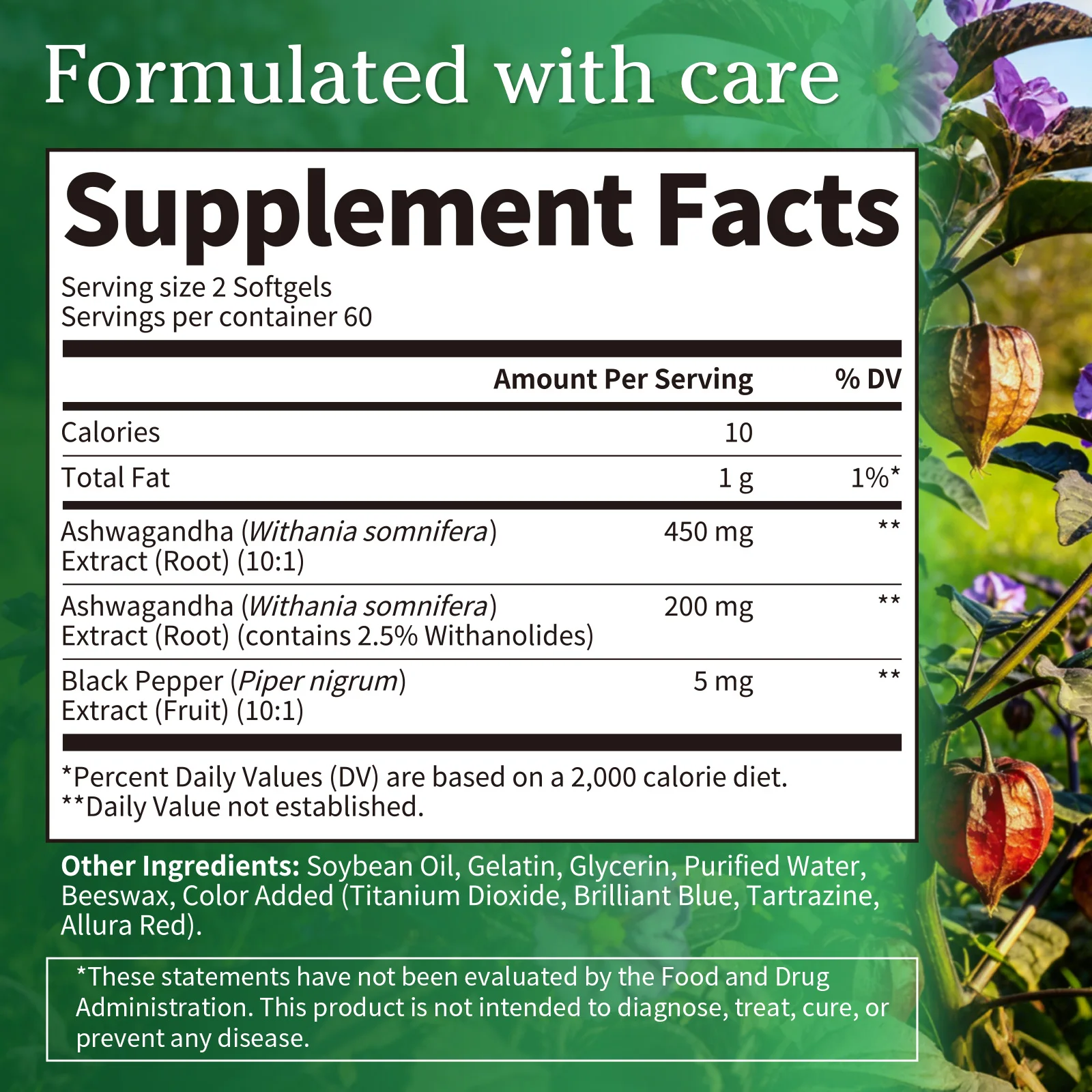 BEWORTHS Organic Ashwagandha Root Extract Capsules Help Sleep Stress Relief Better Mood Balance hormones Male Functional Health