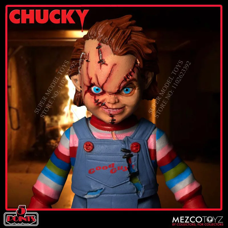 Mezco1/18 Schaal Soldaat Chucky Kind Spelen Angst Films 5-Punts Serie Luxe Set Volledige Set 3.75-Inch Actiefiguurmodel Speelgoed