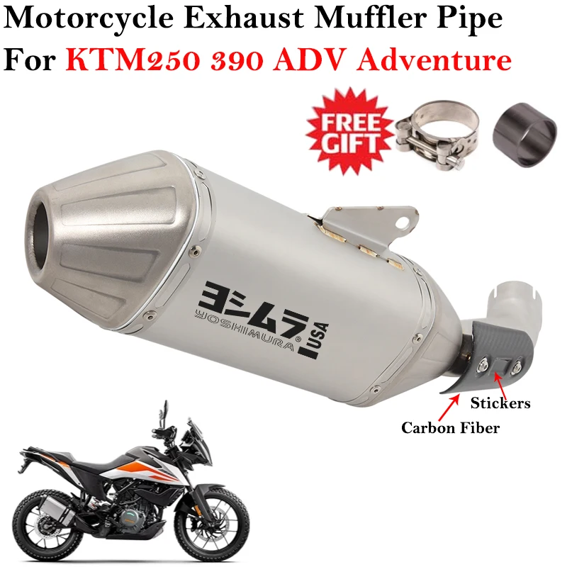 

For KTM 250 390 ADV Adventure Modified DB Killer Full System Carbon Fiber Cover Motorcycle Exhaust Escape Muffler Link Pipe