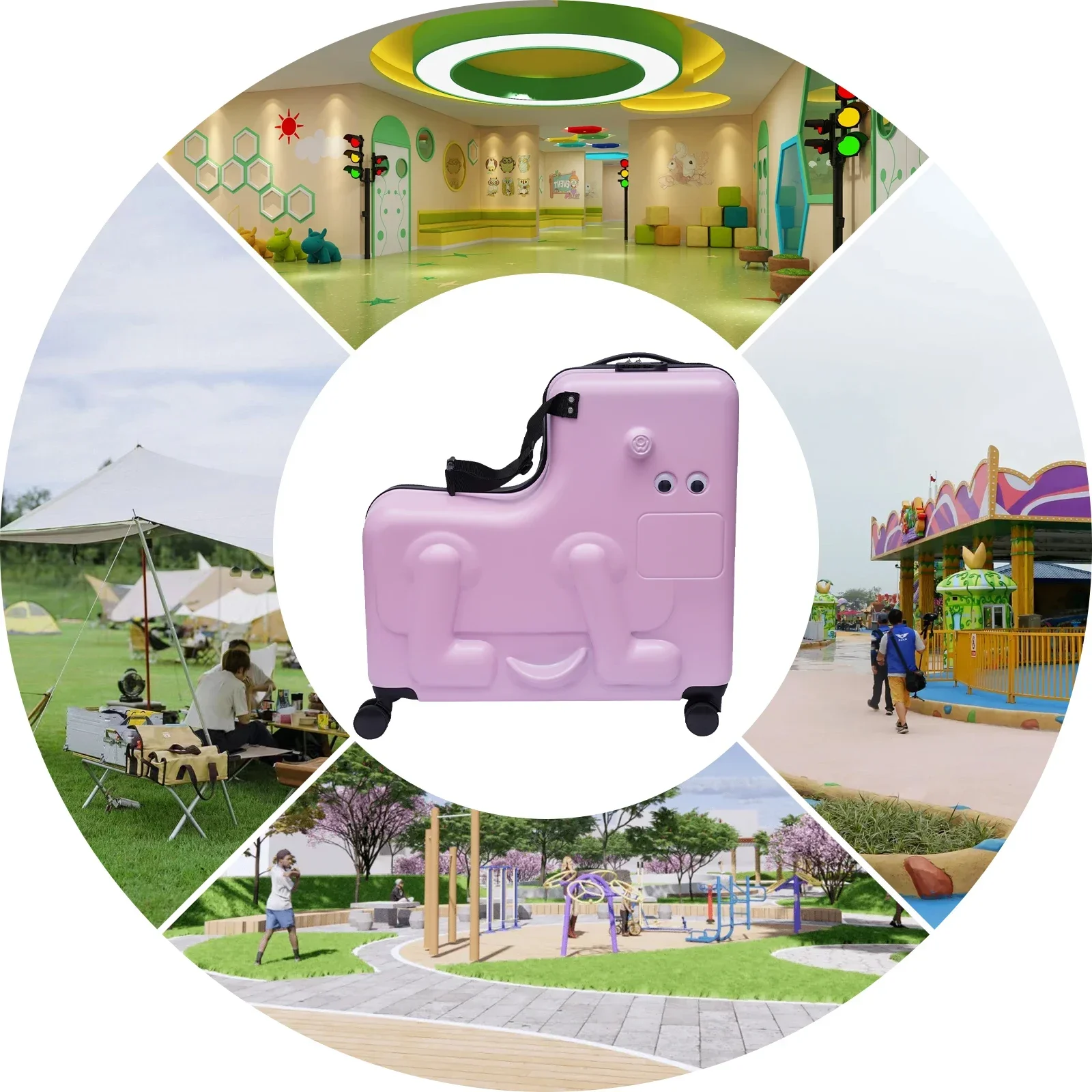 24인치 핑크색 안전하고 재미있는 어린이 여행용 접이식 안전벨트가 있는 탑승형 캐리어