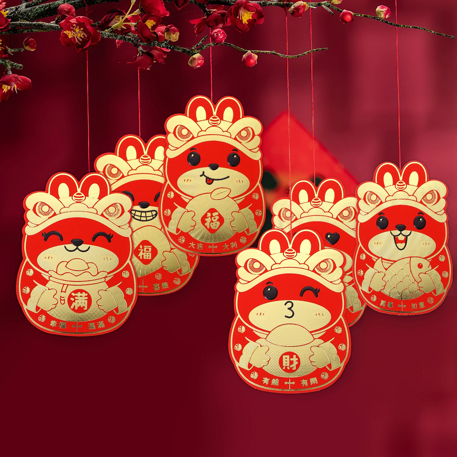 

36Pcs Chinese Red Envelopes Rabbit Pattern Lucky Money Pockets Red Packets for Spring Festival Wedding Party Gifts