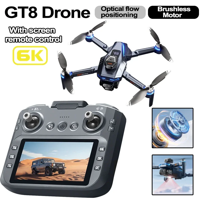 

GT8 Drone 6K HD Professinal Dual Camera WiFi Optical flow positioning Brushless UAV With screen Obstacle Avoidance RC Drone