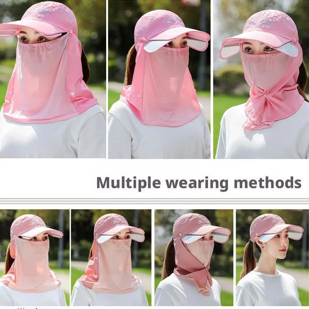 

Outdoor Cycling Sun Hat Outdoor UV Protection IceSilk Full Face Sun Hat Stretchable Versatile Breathable Lace Cap For Men Women