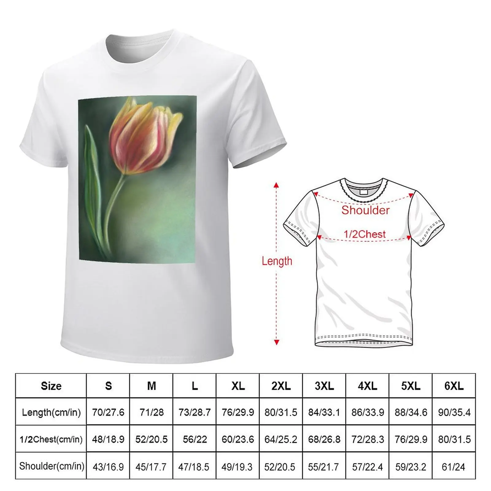 Red and Yellow Tulip with Leaf T-Shirt blacks graphics quick drying Men's t-shirt