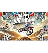 Nuxovilar Motocross Happy Birthday Banner - Large 71x43 Inch Dirt Bike Racing Party Backdrop for ...