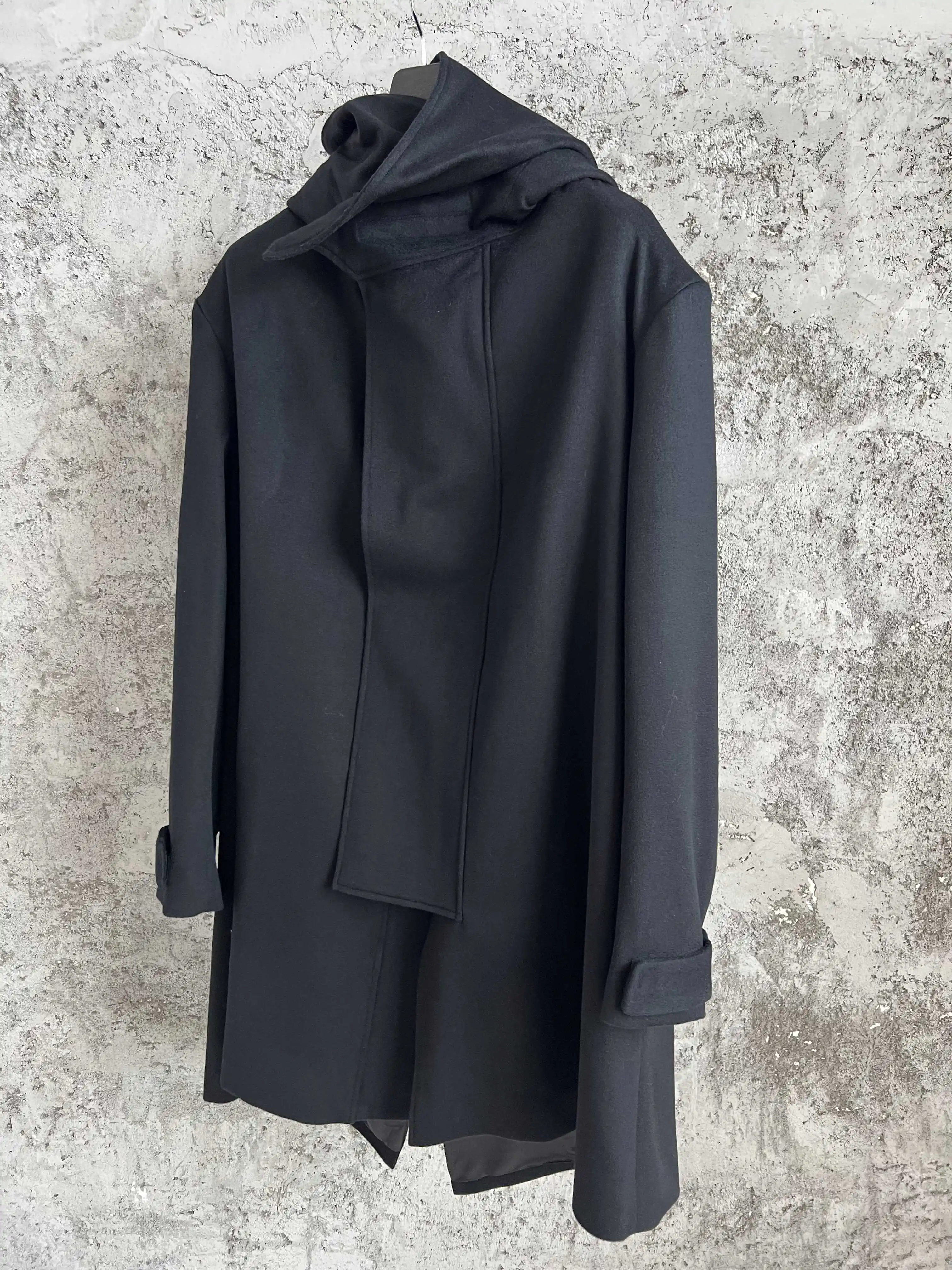 سترة بغطاء للرأس يابانية بلون سادة من TOP-YAMAMOTO، سترة فضفاضة للرجال بسحاب، سترة قصيرة بسيطة وغير رسمية #2