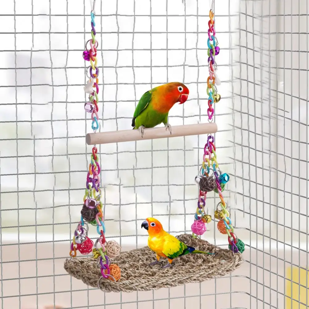 

Parrot Toy Fun Exercise Stress Relief Bird Swing Toy Durable Parrot Hammock Window Hanging Bird Toy Bird Supplies