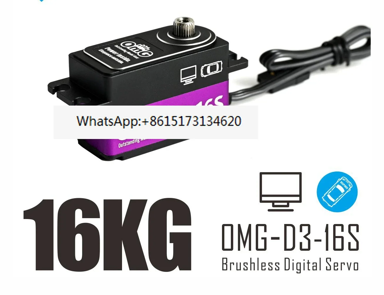 16kg Short Body Brushless Digital Steering Gear High Voltage Remote Control Racing Level Running Adjustable Parameters