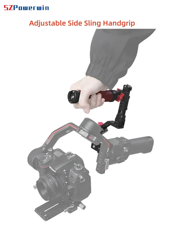 Powerwin قابل للتعديل الجانب حبال مقبض الخشب طوي مقبض السكك الحديدية المشبك الحذاء البارد جبل ل DJI Ronin RS3 RS4 PRO RS2 RSC2