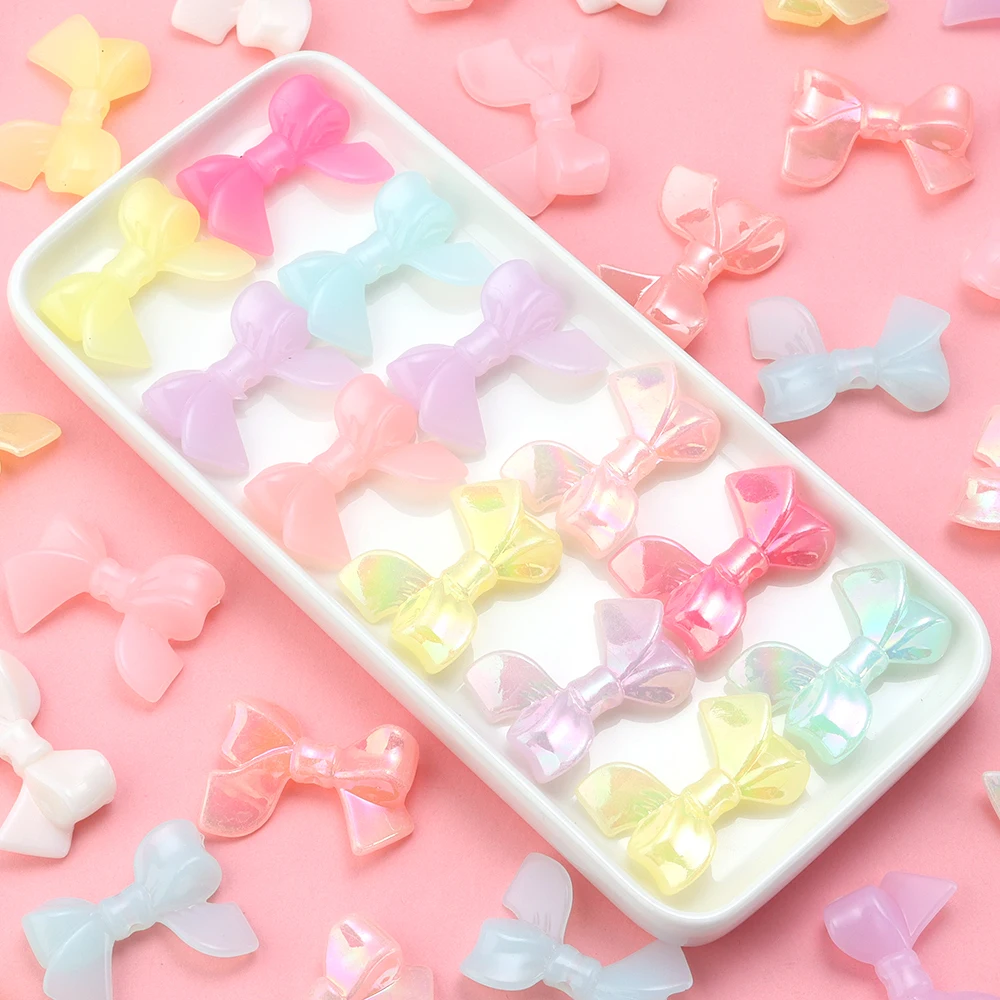 

20pcs Acrylic Bow Shape Bead 33x24mm Mixed Color Loose Spacer Beads for Handmade Bracelet Making DIY Phone Chain Accessories