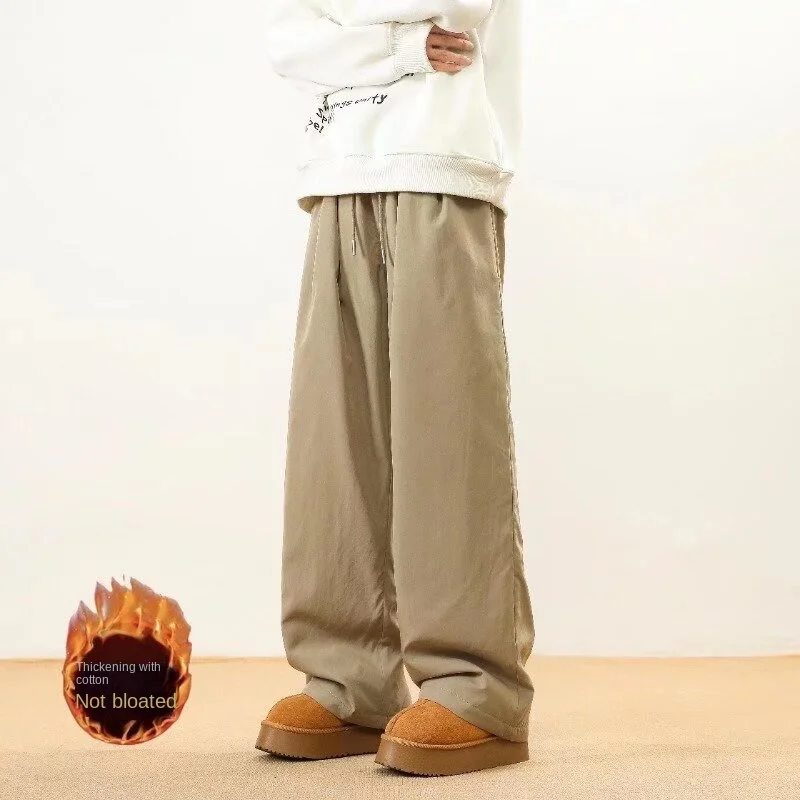 

Новые свободные повседневные брюки для мужчин, модные универсальные брюки в корейском стиле, зимние универсальные, с ощущением падения, широкий пол л.