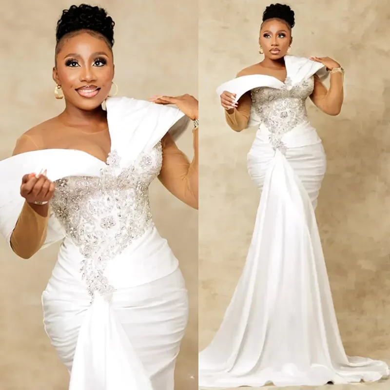 

Новое роскошное плиссированное женское свадебное платье белого цвета с русалкой по индивидуальному заказу, 2026, сексуальное свадебное платье с 3D бусинами для пляжного танца, Vestido De Novia